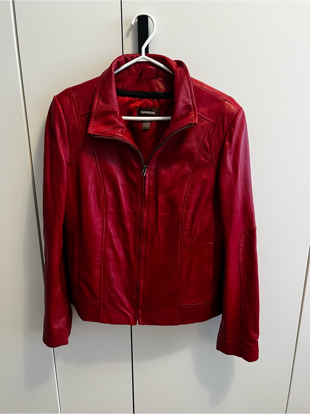 Danier Red Leather Zip Jacket